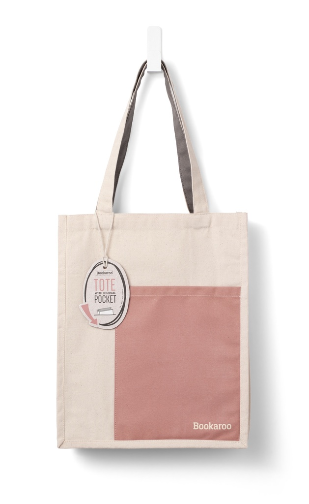 BOOKAROO TOTE BAG - BLUSH & CHARCOAL 