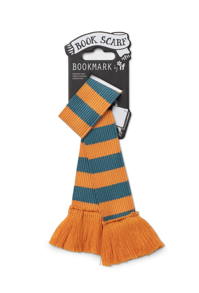 BOOK SCARF TEAL & ORANGE 