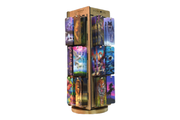 EXPOSITOR MADERA BK 3D GIRATORIO 56CM MEDIDAS 26x26x56 cm