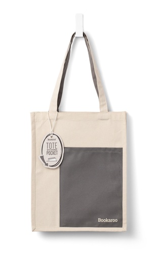 [IF38033] BOOKAROO TOTE BAG - CHARCOAL & CREAM 