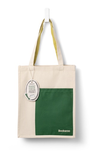 [IF38049] BOOKAROO TOTE BAG - FOREST GREEN & CHARTREUSE 