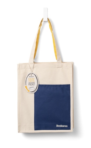 [IF38047] BOOKAROO TOTE BAG - NAVY & YELLOW 