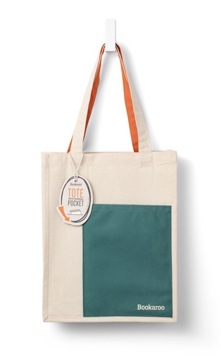 [IF38053] BOOKAROO TOTE BAG - TEAL & ORANGE 