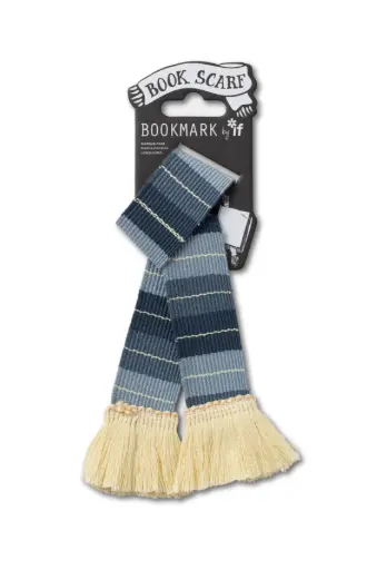 [IF32911] BOOK SCARF GREY & CREAM 