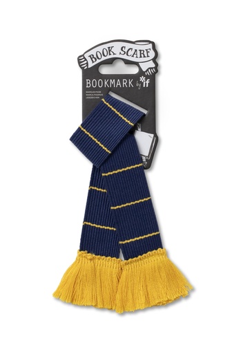 [IF32907] BOOK SCARF NAVY & YELLOW 